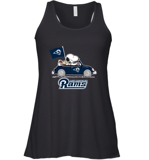 Snoopy And Woodstock Ride The Los Angeles Rams Car NFL Racerback Tank
