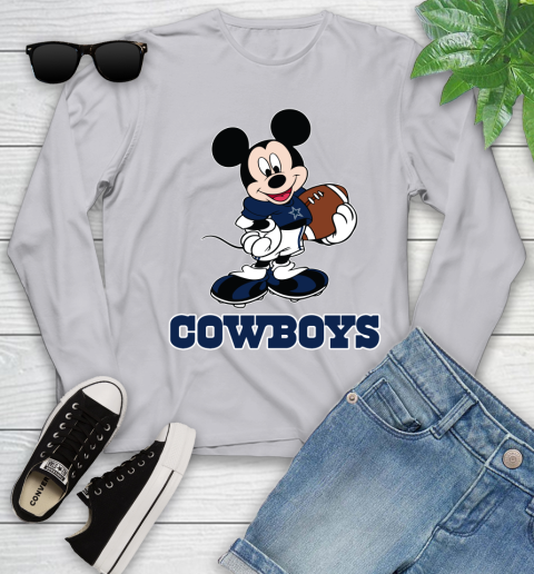 NFL Football Dallas Cowboys Cheerful Mickey Mouse Shirt Youth Long Sleeve 5