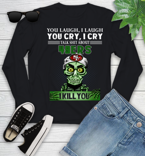 NFL Talk Shit About San Francisco 49ers I Kill You Achmed The Dead Terrorist Jeffrey Dunham Football Youth Long Sleeve