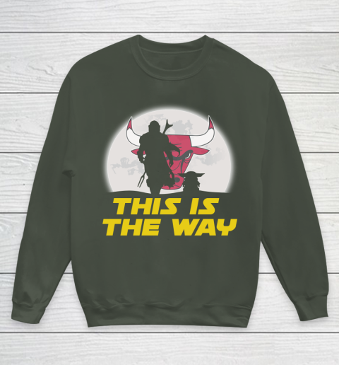 Chicago Bulls NBA Basketball Star Wars Yoda And Mandalorian This Is The Way Youth Sweatshirt 8
