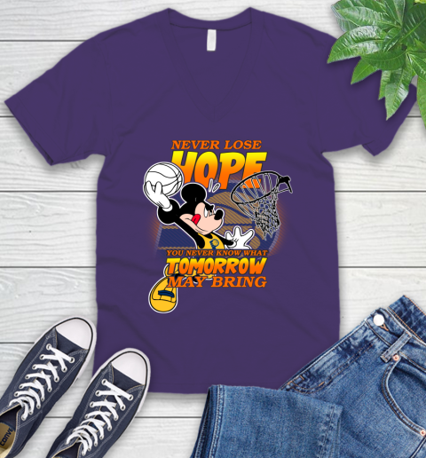 Indiana Pacers NBA Basketball Mickey Disney Never Lose Hope V-Neck T-Shirt 9