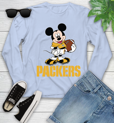 NFL Football Green Bay Packers Cheerful Mickey Mouse Shirt Youth Long Sleeve 9