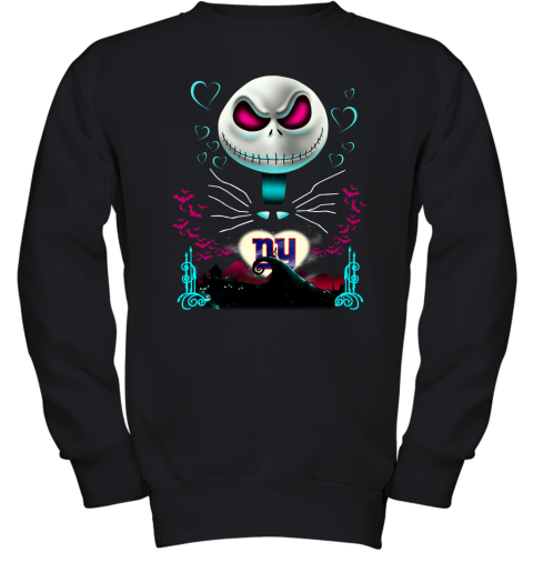 NFL New York Giants Jack Skellington Sally The Nightmare Before Christmas Football 9zNSMVjY4X4 youth sweatshirt 47 95 151514 front black