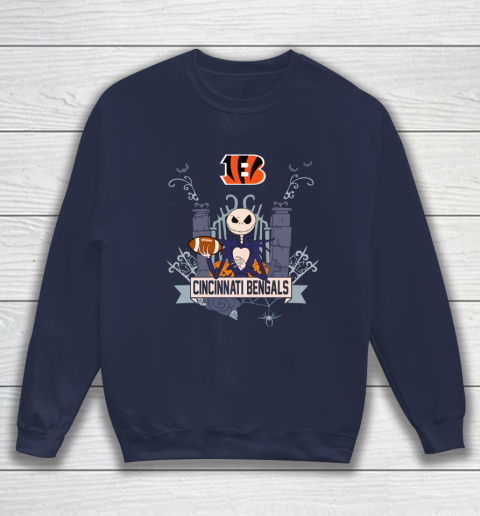 NFL Cincinnati Bengals Football Jack Skellington Halloween Sweatshirt 2