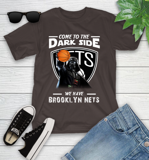 NBA Come To The Dark Side We Have Brooklyn Nets Star Wars Darth Vader Basketball Youth T-Shirt 7