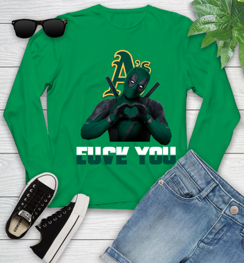 MLB Oakland Athletics Deadpool Love You Fuck You Baseball Sports Youth Long Sleeve 7