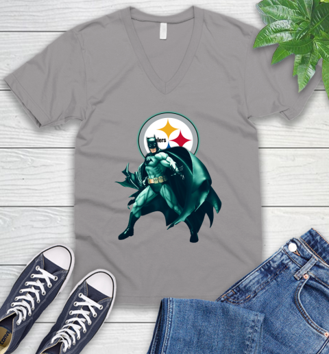 NFL Batman Football Sports Pittsburgh Steelers V-Neck T-Shirt 4