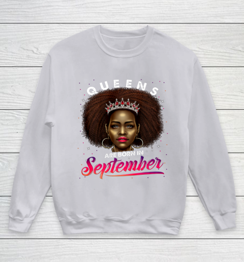 Queens Born September Shirt Black Girl Virgo Libra Birthday Youth Sweatshirt 3