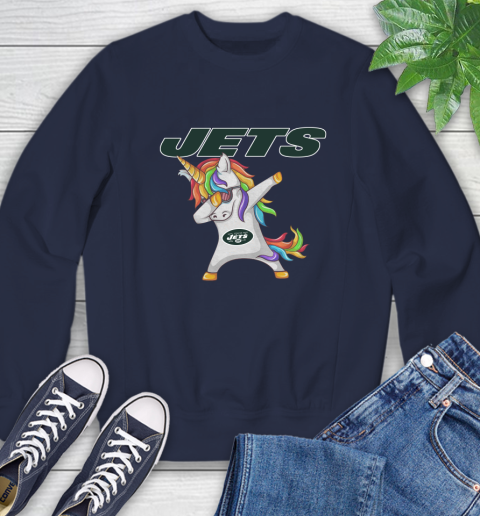 New York Jets NFL Football Funny Unicorn Dabbing Sports Sweatshirt 3
