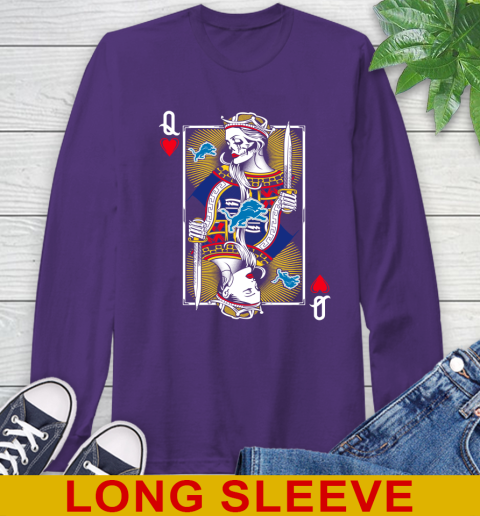 NFL Football Detroit Lions The Queen Of Hearts Card Shirt Long Sleeve T-Shirt 5
