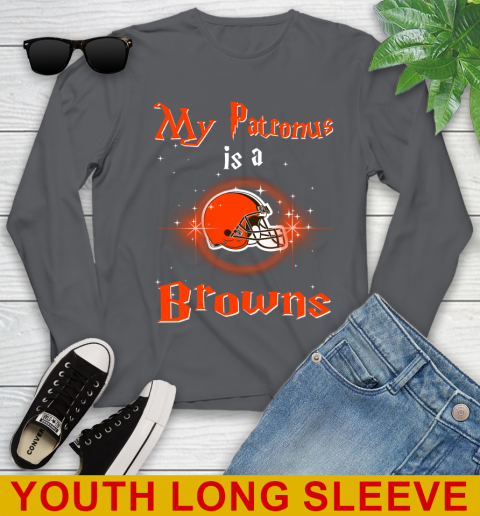 NFL Football Harry Potter My Patronus Is A Cleveland Browns Youth Long Sleeve 9