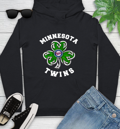 MLB Minnesota Twins Three Leaf Clover St Patrick's Day Baseball Sports Youth Hoodie