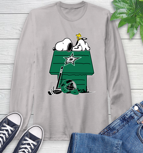 Dallas Stars NHL Hockey Snoopy Woodstock The Peanuts Movie Long Sleeve T-Shirt 12
