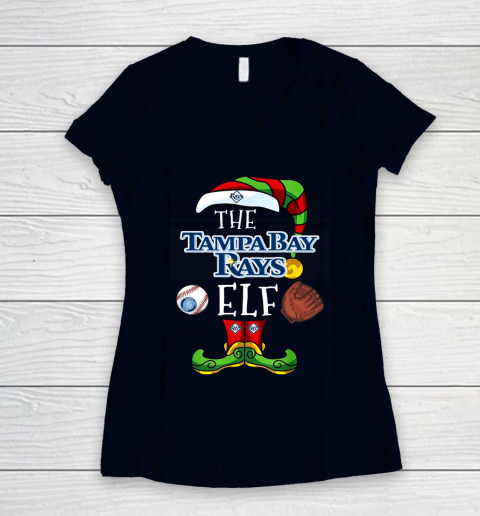 Tampa Bay Rays Christmas ELF Funny MLB Women's V-Neck T-Shirt 2