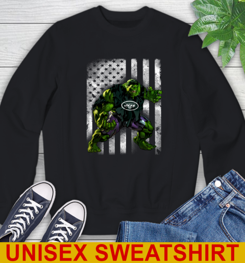 New York Jets Hulk Marvel Avengers NFL Football American Flag Sweatshirt