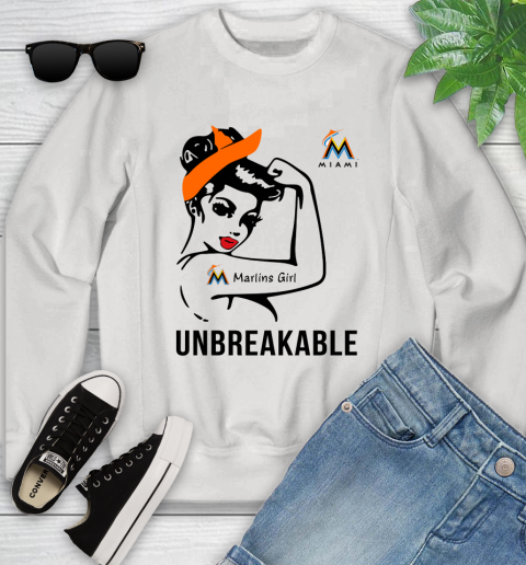 MLB Miami Marlins Girl Unbreakable Baseball Sports Youth Sweatshirt