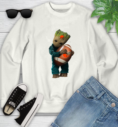 NFL Groot Guardians Of The Galaxy Football Sports Cleveland Browns Youth Sweatshirt
