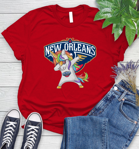 New Orleans Pelicans NBA Basketball Funny Unicorn Dabbing Sports Women's T-Shirt 9