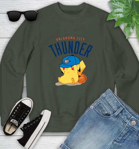 NBA Pikachu Basketball Sports Oklahoma City Thunder Youth Sweatshirt 10