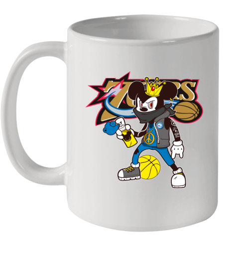 Philadelphia 76ers NBA Basketball Mickey Peace Sign Sports Ceramic Mug 11oz