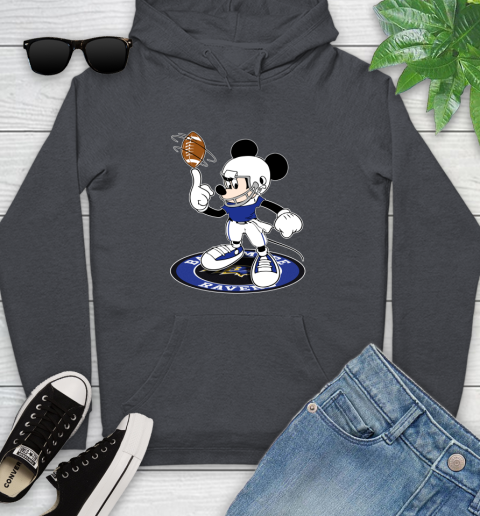 NFL Football Baltimore Ravens Cheerful Mickey Disney Shirt Youth Hoodie 8