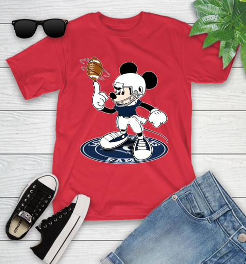 NFL Football Los Angeles Rams Cheerful Mickey Disney Shirt Youth T-Shirt 10