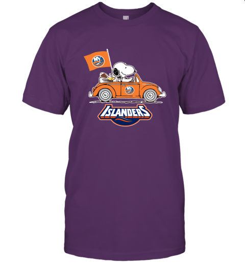 Snoopy And Woodstock Ride The New York Islander Car NHL Unisex Jersey Tee