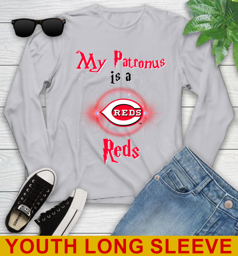 MLB Baseball Harry Potter My Patronus Is A Cincinnati Reds Youth Long Sleeve 5