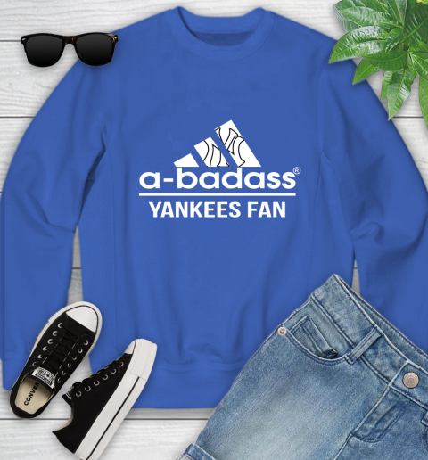 MLB A Badass New York Yankees Fan Adidas Baseball Sports Youth Sweatshirt 7
