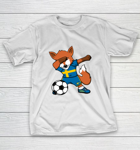 Dabbing Fox Sweden Soccer Fans Jersey Swedish Football Lover T-Shirt