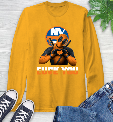 NHL New York Islanders Deadpool Love You Fuck You Hockey Sports Long Sleeve T-Shirt 2
