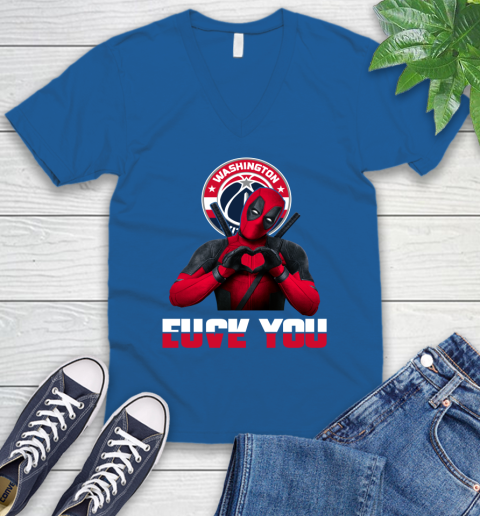 NBA Washington Wizards Deadpool Love You Fuck You Basketball Sports V-Neck T-Shirt 5