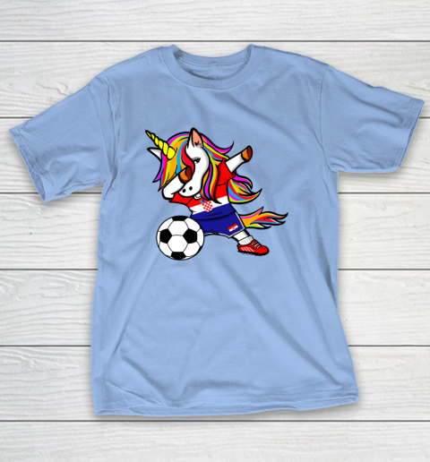Funny Dabbing Unicorn Croatia Football Croatian Flag Soccer T-Shirt 11