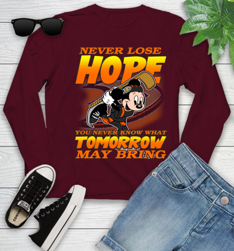 Anaheim Ducks NHL Hockey ootball Mickey Disney Never Lose Hope Youth Long Sleeve 6