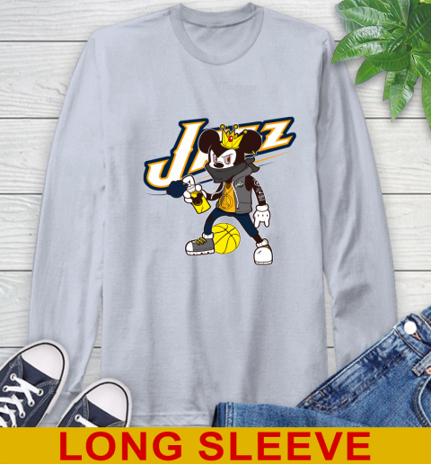 Utah Jazz NBA Basketball Mickey Peace Sign Sports Long Sleeve T-Shirt 6