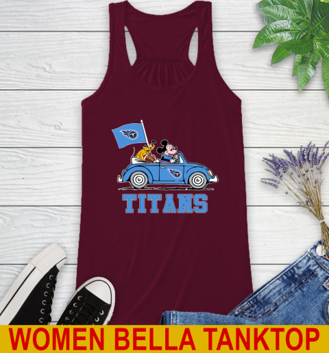 NFL Football Tennessee Titans Pluto Mickey Driving Disney Shirt Racerback Tank 3