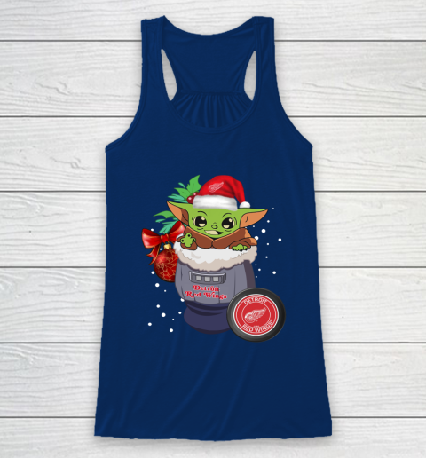 Detroit Red Wings Christmas Baby Yoda Star Wars Funny Happy NHL Racerback Tank 7