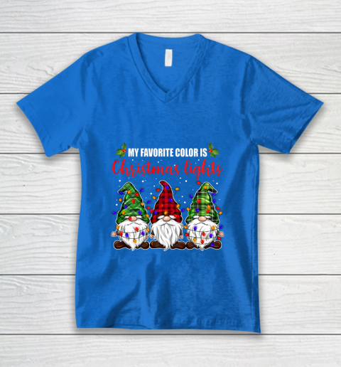 My Favorite Color Is Christmas Light Gnome Merry Christmas V-Neck T-Shirt 5