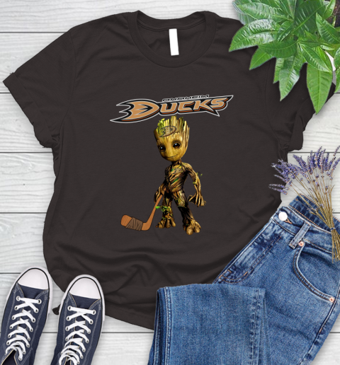 Anaheim Ducks NHL Hockey Groot Marvel Guardians Of The Galaxy Women's T-Shirt 8