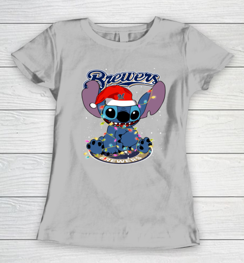 Milwaukee Brewers MLB noel stitch Baseball Christmas Women's T-Shirt 3