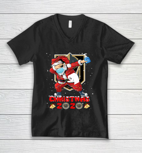 Vegas Golden Knights Funny Santa Claus Dabbing Christmas 2020 NHL V-Neck T-Shirt