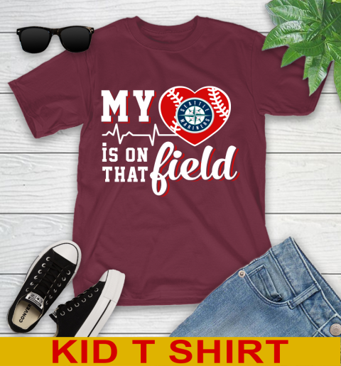 MLB My Heart Is On That Field Baseball Sports Seattle Mariners Youth T-Shirt 5