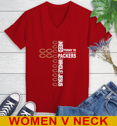 NFL All I Need Today Is A Little Bit Of Chicago Bears Shirt Women's V-Neck T-Shirt 10