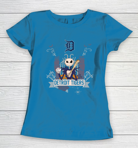MLB Detroit Tigers Baseball Jack Skellington Halloween Women's T-Shirt 6