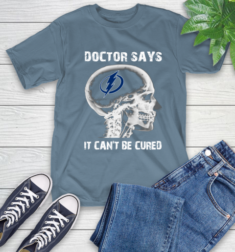 NHL Tampa Bay Lightning Hockey Skull It Can't Be Cured Shirt T-Shirt 9