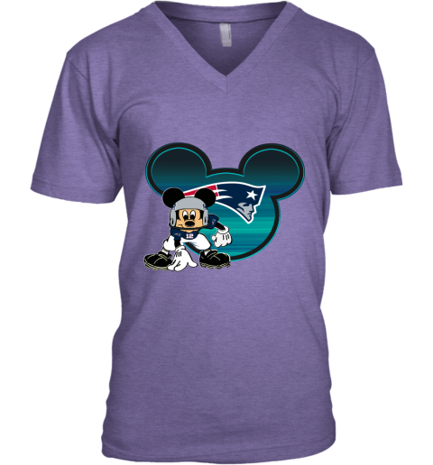 NFL New England Patriots Mickey Mouse Disney Football T Shirt SKCFRIAsAzz v neck unisex 8 95 151514 front heather purple