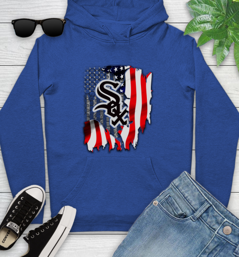 Chicago White Sox MLB Baseball American Flag Youth Hoodie 11