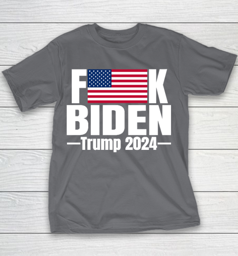 Fuck Biden American Flag Trump 2024 Youth T-Shirt 5