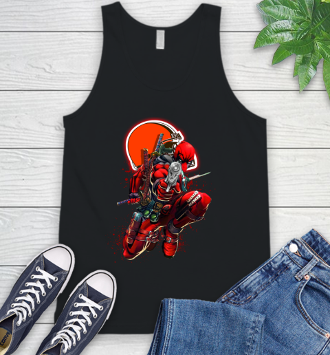 NFL Deadpool Marvel Comics Sports Football Cleveland Browns Tank Top 2