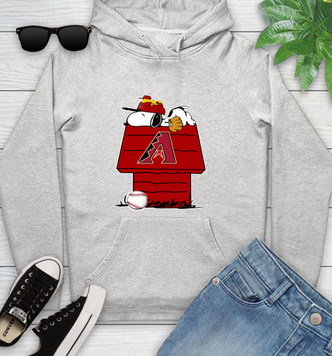 MLB Arizona Diamondbacks Snoopy Woodstock The Peanuts Movie Baseball T Shirt Youth Hoodie